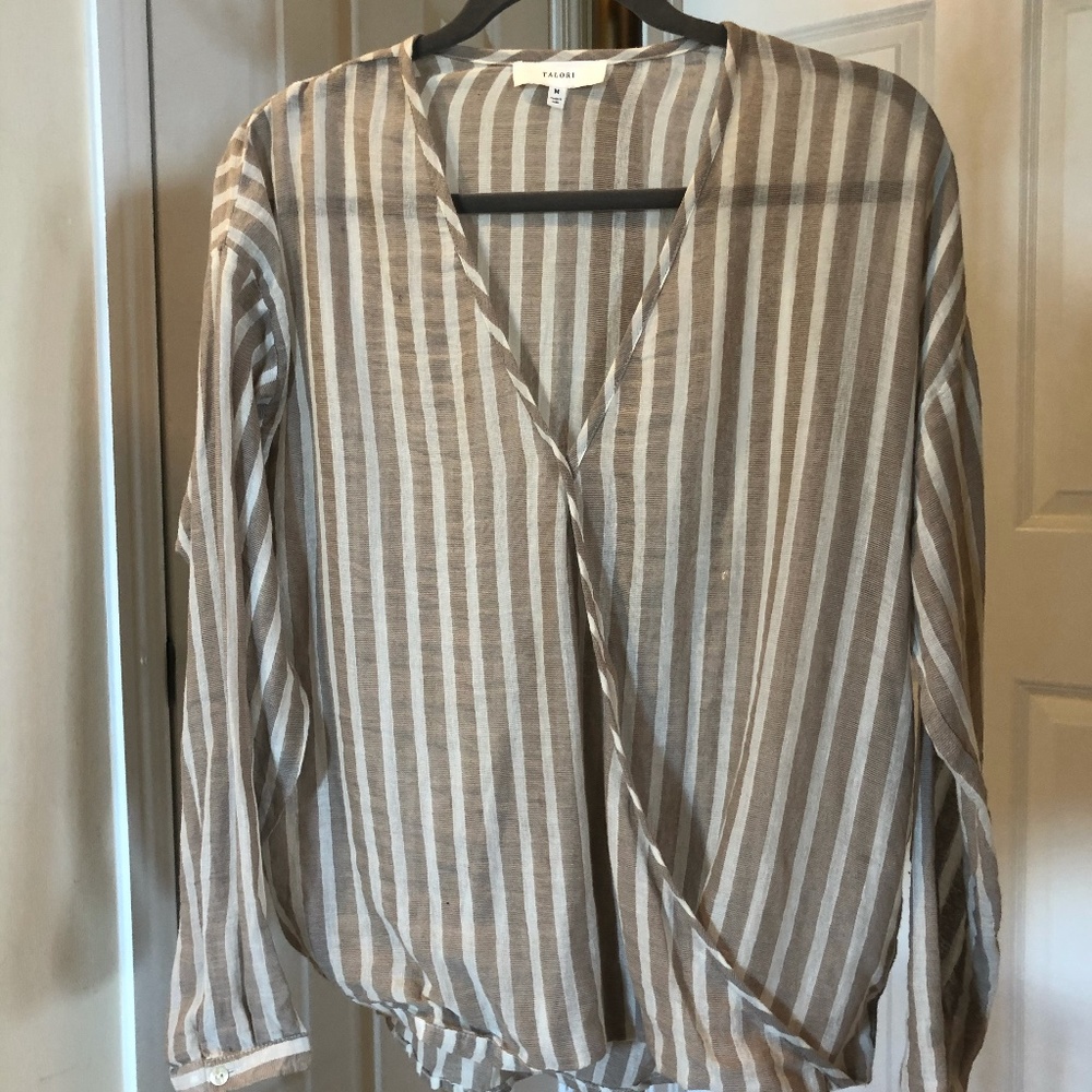 Striped, faux wrap, top, sz M, like new